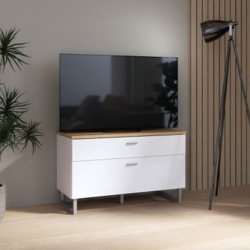Comoda Tv Mica Lokka Stejar Artisan Si Alb, 95.4 Cm