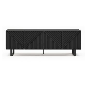 Comodă TV neagră 161x55x35 cm Peta – Marckeric