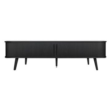 Comodă TV neagră cu aspect de lemn de stejar 178x50x40 cm Rove – Woodman