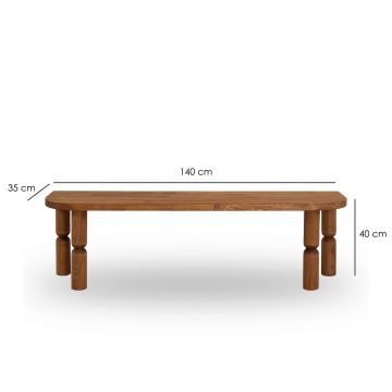 Comoda TV, Neostill, Ida, 140x40x35 cm, Lemn masiv, Castan