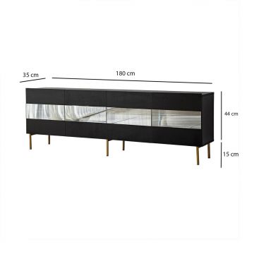 Comoda TV, Neostill, Leon, 180x59x35 cm, PAL, Aur / Fume
