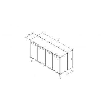 Comoda TV, Odessa, Stria, 120x30x75 cm, PAL, Stejar alb / safir