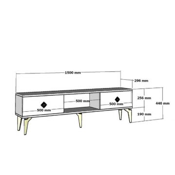 Comoda TV, Olivia, Nil, 150x44.6x29.6 cm, PAL, Alb / Argintiu