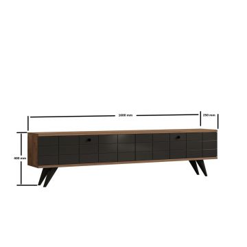 Comoda TV, Puqa Design, Alberi, 160x35x25 cm, PAL, Pin Atlantic / Antracit