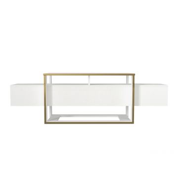 Comoda TV, Tera Home, Bianco, PAL, Alb/Auriu