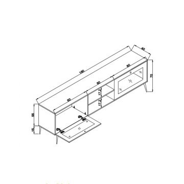 Comoda TV, Wolina, Jüt 180, 180x55x41 cm, PAL, Stejar