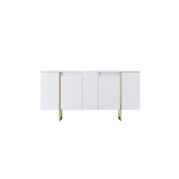 Consola, Bexley, Luxe, 160x35x80 cm, PAL, Alb/Auriu