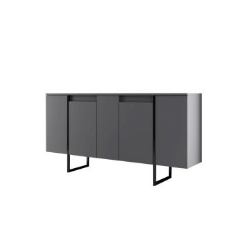 Consola, Bexley, Luxe, 160x35x80 cm, PAL, Antracit / Negru