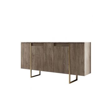 Consola, Bexley, Luxe, 160x35x80 cm, PAL, Nuc / Aur