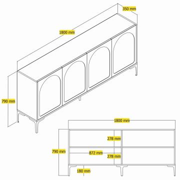 Consola, Hommy Craft, Lyon 79, 180x79x35 cm, PAL, Atlas / Negru