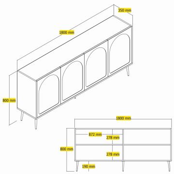 Consola, Hommy Craft, Lyon 80, 180x80x35 cm, PAL, Crem / Aur