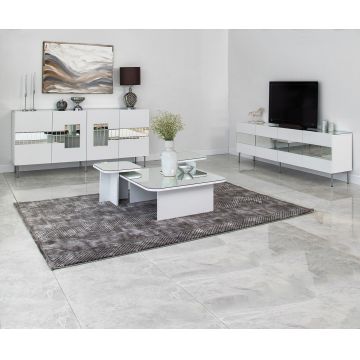 Consola, Neostill, Paris, 180x80x40 cm, PAL, Alb / Argintiu