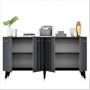 Consola, Olivia, Asel, 150x80x40 cm, PAL , Antracit / Argintiu