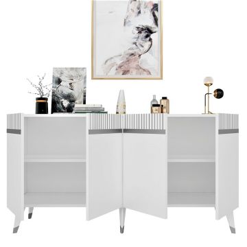 Consola, Olivia, Defne, 150x80x40 cm, PAL , Alb / Argintiu