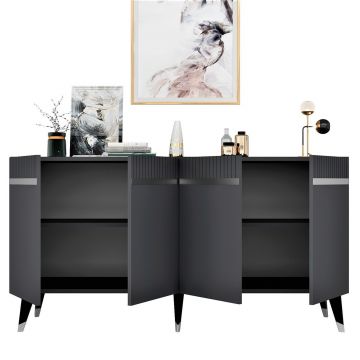 Consola, Olivia, Defne, 150x80x40 cm, PAL , Antracit / Argintiu