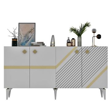 Consola, Olivia, Iris, 150x40x79 cm, PAL , Alb/Auriu