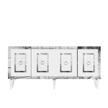Consola, Olivia, Karya, 150x40x79 cm, PAL , Alb / Argintiu