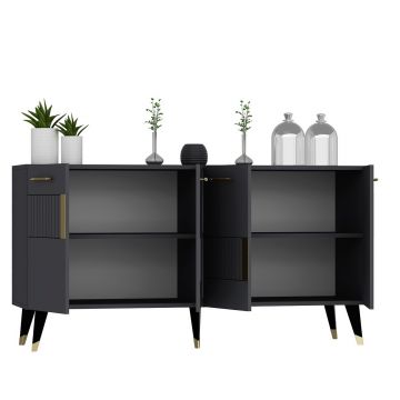 Consola, Olivia, Moda, 150x79x40 cm, PAL , Antracit / Aur