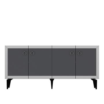 Consola, Olivia, Ponny, 150x40x79 cm, PAL , Antracit / Argintiu