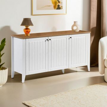 Consola, Tuvalle, Tuval 067, 150x76x39 cm, Stejar / Alb