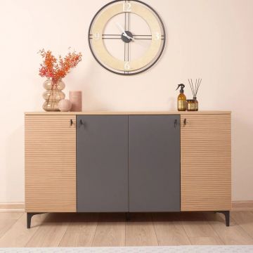 Consola, Tuvalle, Tuval 072, 140x69.2x38 cm, Stejar / Antracit