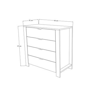 Dulap, Miwood, Duru 1600-31, 90x85x42 cm, PAL, Alb