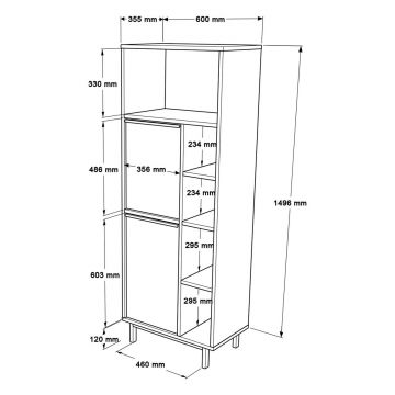 Dulap multifunctional, Locelso, On10B-W, 160x45.1x35.5 cm, PAL, Alb