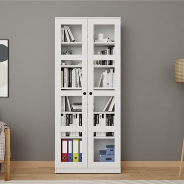 Dulap multifunctional, Miwood, Lucas Glass 1600-68, Alb