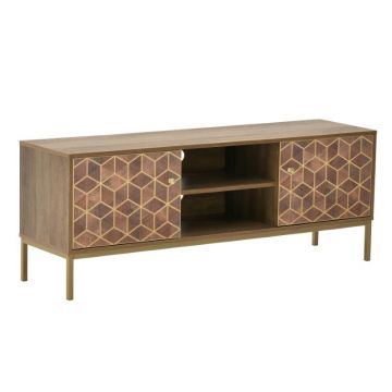 Dulap TV Brilo Inart lemn maro-auriu 145x39x55cm Dulap TV Brilo Inart lemn maro-auriu 145x39x55cm