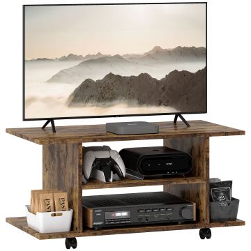 HOMCOM Comodă pentru TV cu Roți, 80×40×40 cm, Negru | Aosom Romania