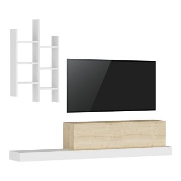 Mobilier TV Rumba pakoworld in ton de stejar alb 180x30x31cm 30x180