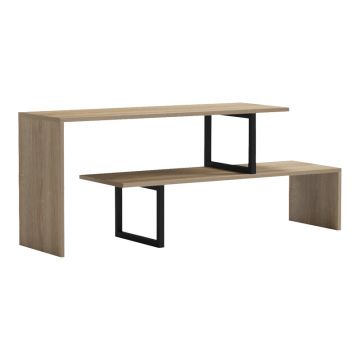 Suport TV Placa melaminata Lilant pakoworld in culoarea Sonoma si picior metalic negru 160x30x45cm