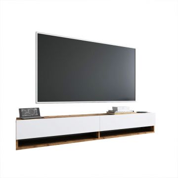 Unitate TV de perete Handra cu raft pakoworld, culoare antracit-stejar 180x31,5x29,5cm 32x180