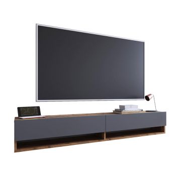 Unitate TV de perete Handra cu raft pakoworld, culoare antracit-stejar 180x31,5x29,5cm 32x180