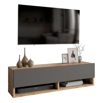 Unitate TV de perete Roscoe pakoworld cu raft culoare antracit-stejar 100x31,5x29cm