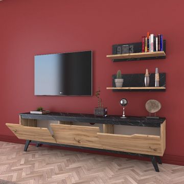 Unitate TV Kasia pakoworld stejar-marmură neagră 180x35x48,5cm