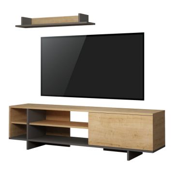 Unitate TV Saloon în culoare Gri închis-stejar, 160x35.5x44cm 36x160