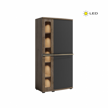 Vitrina CANDY C2a, 1 usa, soft close, lumini LED, grafit, 75x148x38 cm