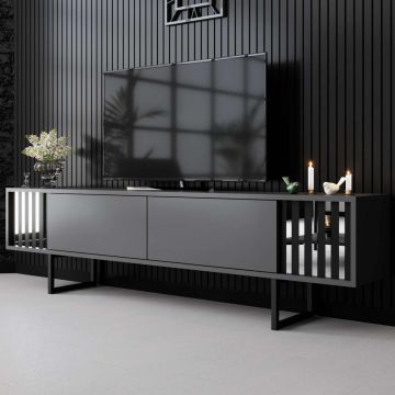 Comoda TV, Bexley, Chrome Line, Antracit / Negru