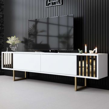 Comoda TV, Bexley, Gold Line, Alb/Auriu