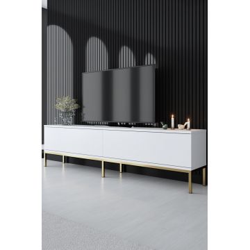 Comoda TV, Bexley, Lord, 180x47x30 cm, PAL, Alb/Auriu
