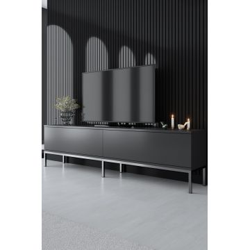 Comoda TV, Bexley, Lord, 180x47x30 cm, PAL, Antracit / Argintiu