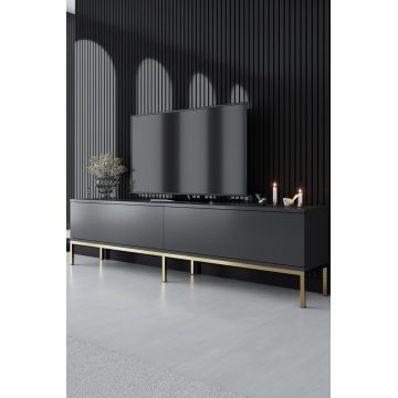 Comoda TV, Bexley, Lord, 180x47x30 cm, PAL, Antracit / Aur