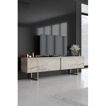 Comoda TV, Bexley, Luxe, Travertin / Auriu