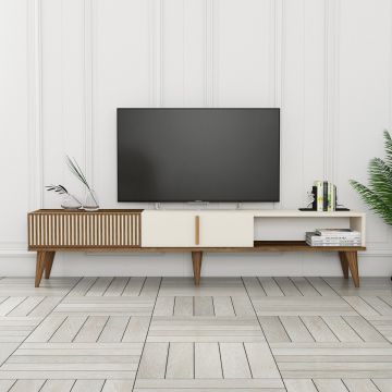 Comoda TV, Hommy Craft, Milan Alt, 180x40x35 cm, PAL, Maro/Crem