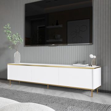 Comoda TV, Inarch, Imaj, 180x45.2x35 cm, PAL, Alb/Auriu