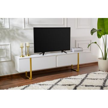 Comoda TV, Nordure, Serenity, 180x50x29.5 cm, Alb/Auriu
