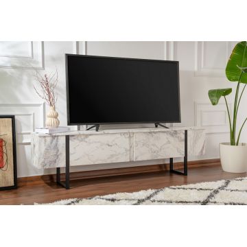 Comoda TV, Nordure, Serenity, 180x50x29.5 cm, Marmură Freesia / Negru