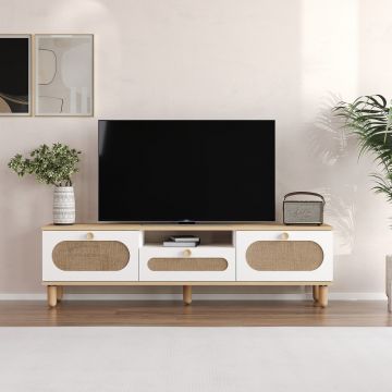 Comoda TV, Odessa, Bohem, 150x43x30 cm, Stejar Safir / Alb