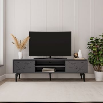 Comoda TV, Odessa, Brendon, 160x48.2x29.6 cm, Antracit
